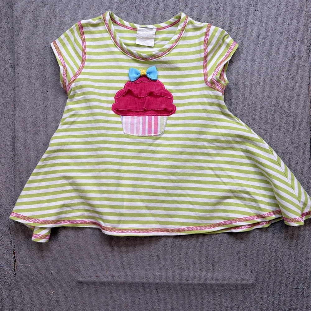 Peaches N Cream Cupcake Birthday Dress 24 Months Green‎ Striped